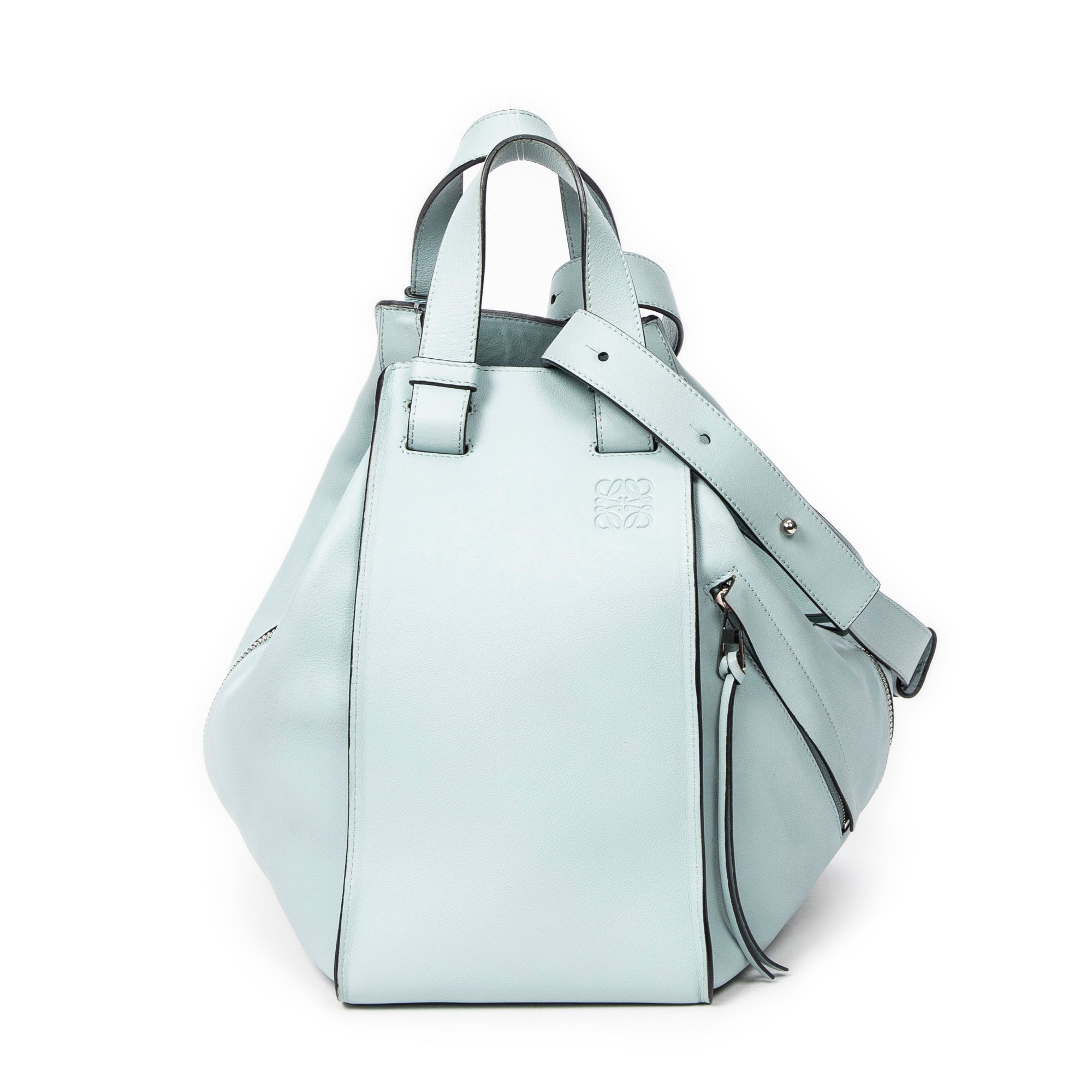 Shoulder Bag Extra Large Hammock Light Blue Calfskin Leather