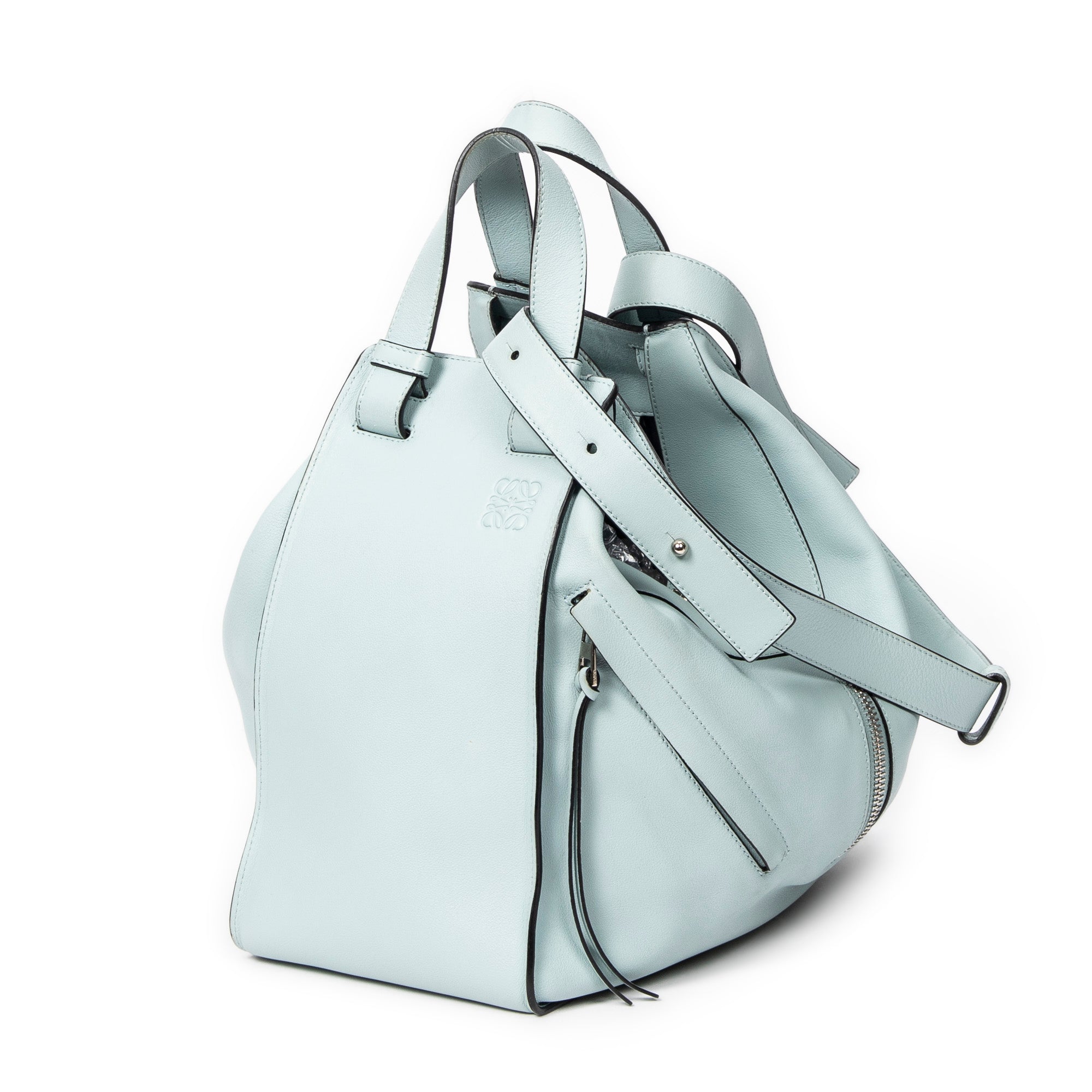 Shoulder Bag Extra Large Hammock Light Blue Calfskin Leather
