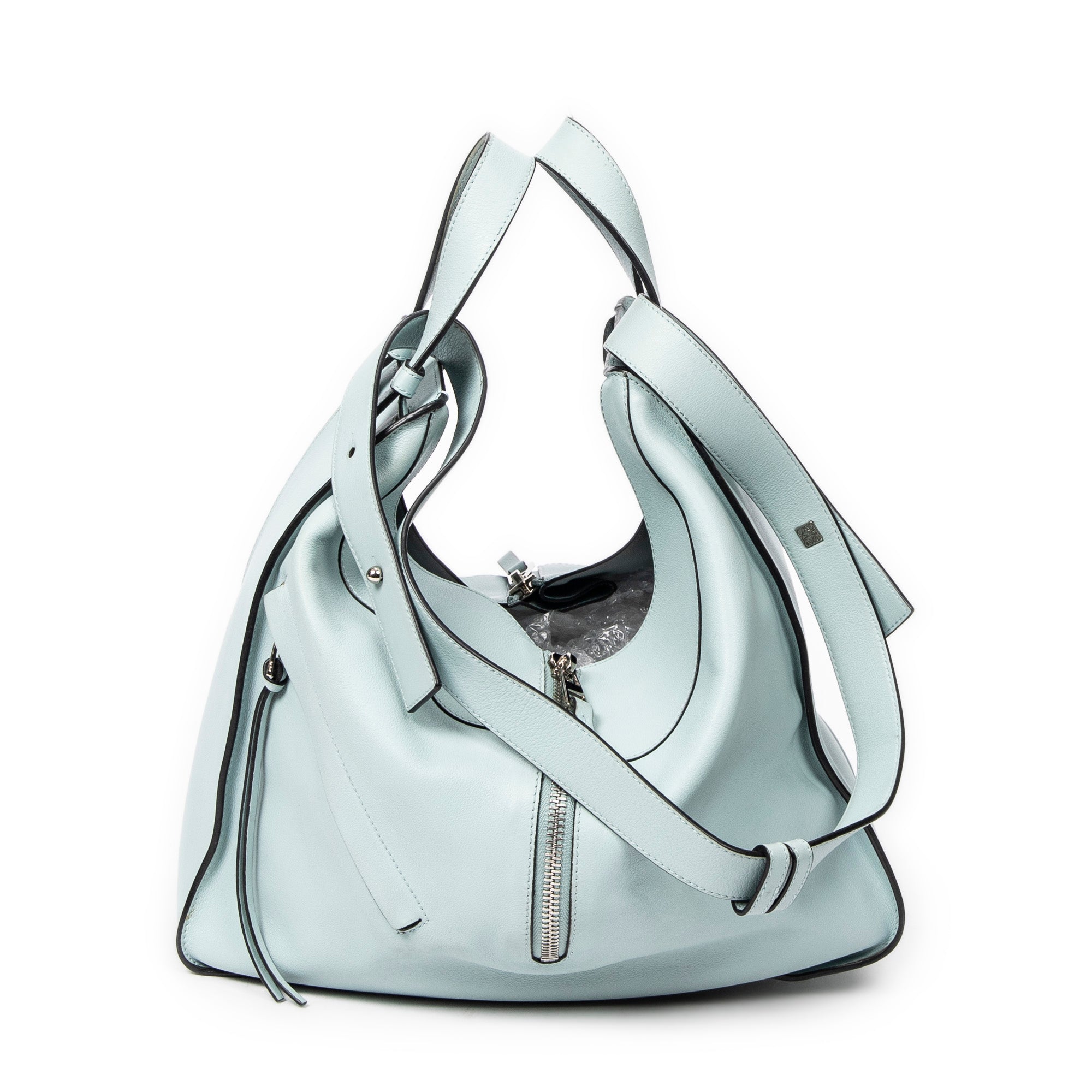 Shoulder Bag Extra Large Hammock Light Blue Calfskin Leather