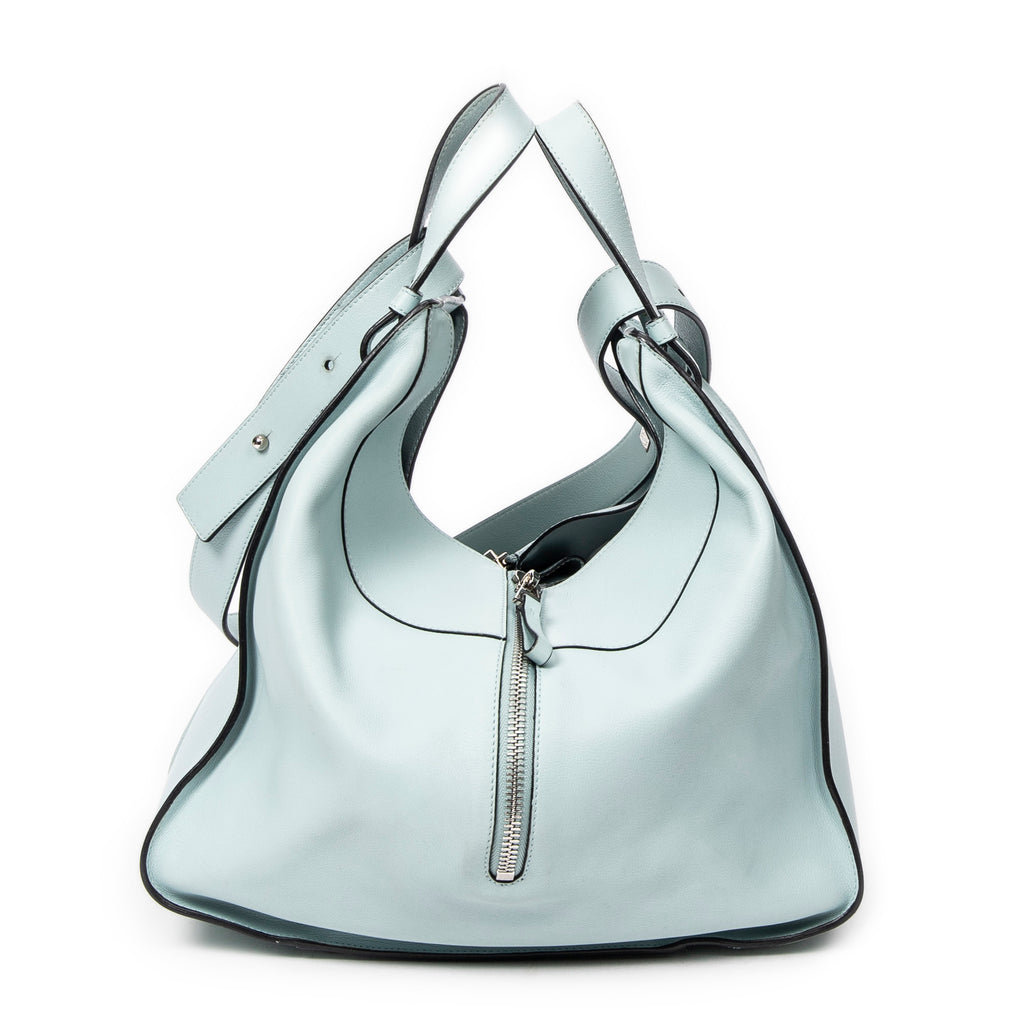 Bolso de hombro extragrande Hammock de piel de becerro azul claro