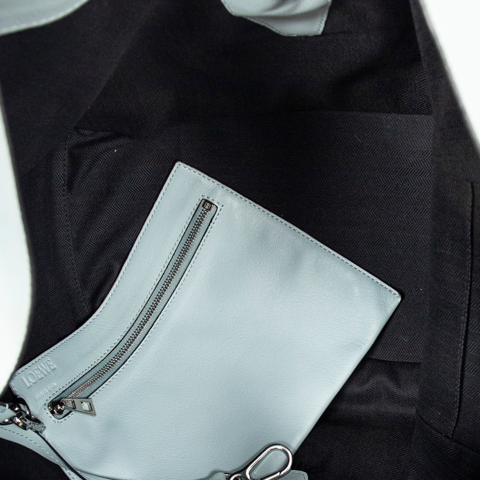 Bolso de hombro extragrande Hammock de piel de becerro azul claro