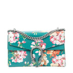 Shoulder Bag Small Floral Dionysus Green Floral Printed Leather