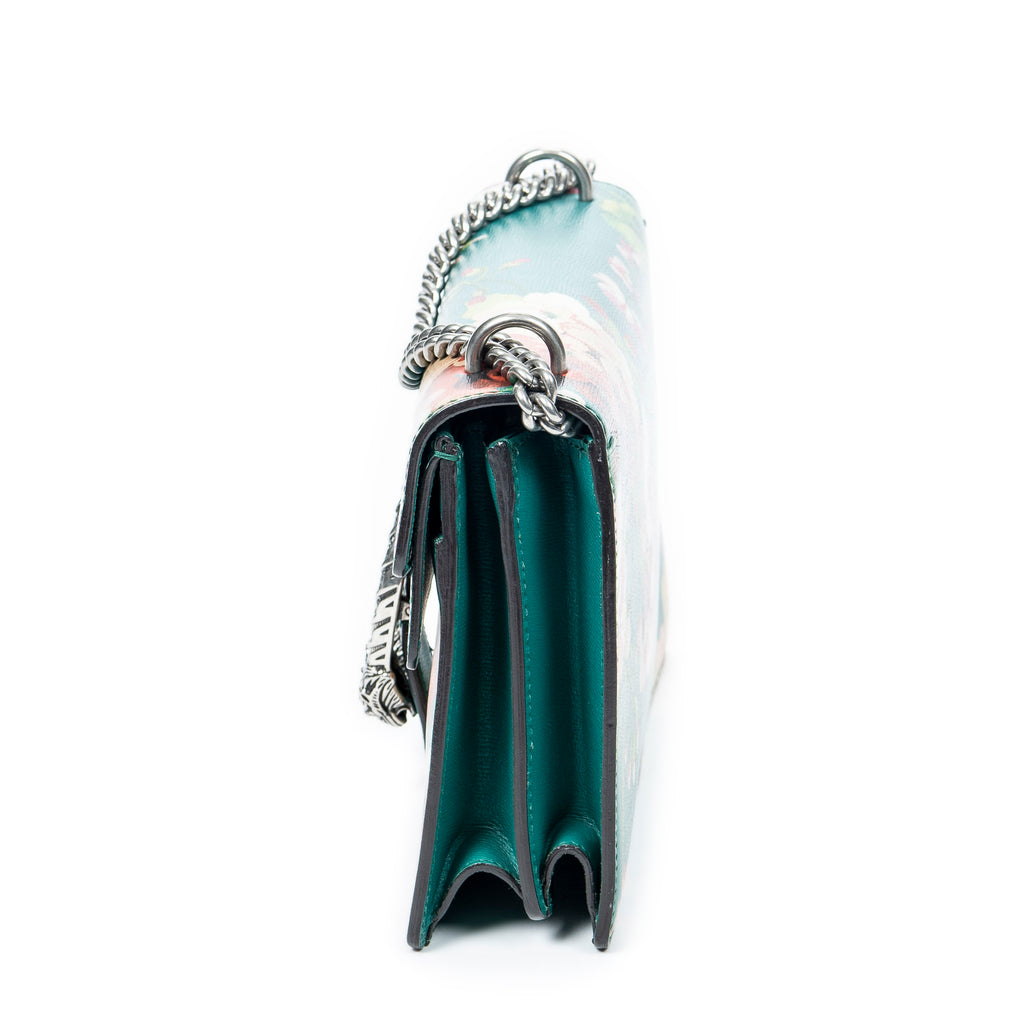 Shoulder Bag Small Floral Dionysus Green Floral Printed Leather