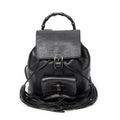 Backpack Small Bamboo Tassel Backpack Black Grained Leather