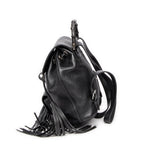 Backpack Small Bamboo Tassel Backpack Black Grained Leather