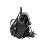 Backpack Small Bamboo Tassel Backpack Black Grained Leather