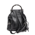 Backpack Small Bamboo Tassel Backpack Black Grained Leather