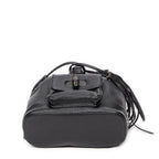 Backpack Small Bamboo Tassel Backpack Black Grained Leather