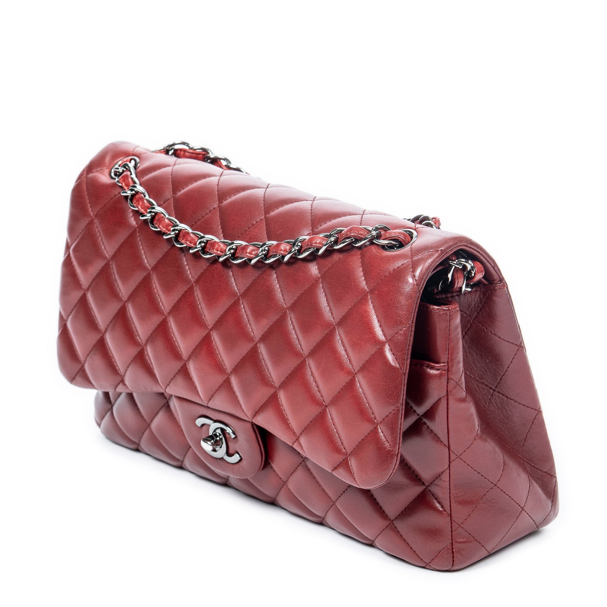 Shoulder Bag Jumbo Classic Double Flap Red Quilted Lambskin Leather