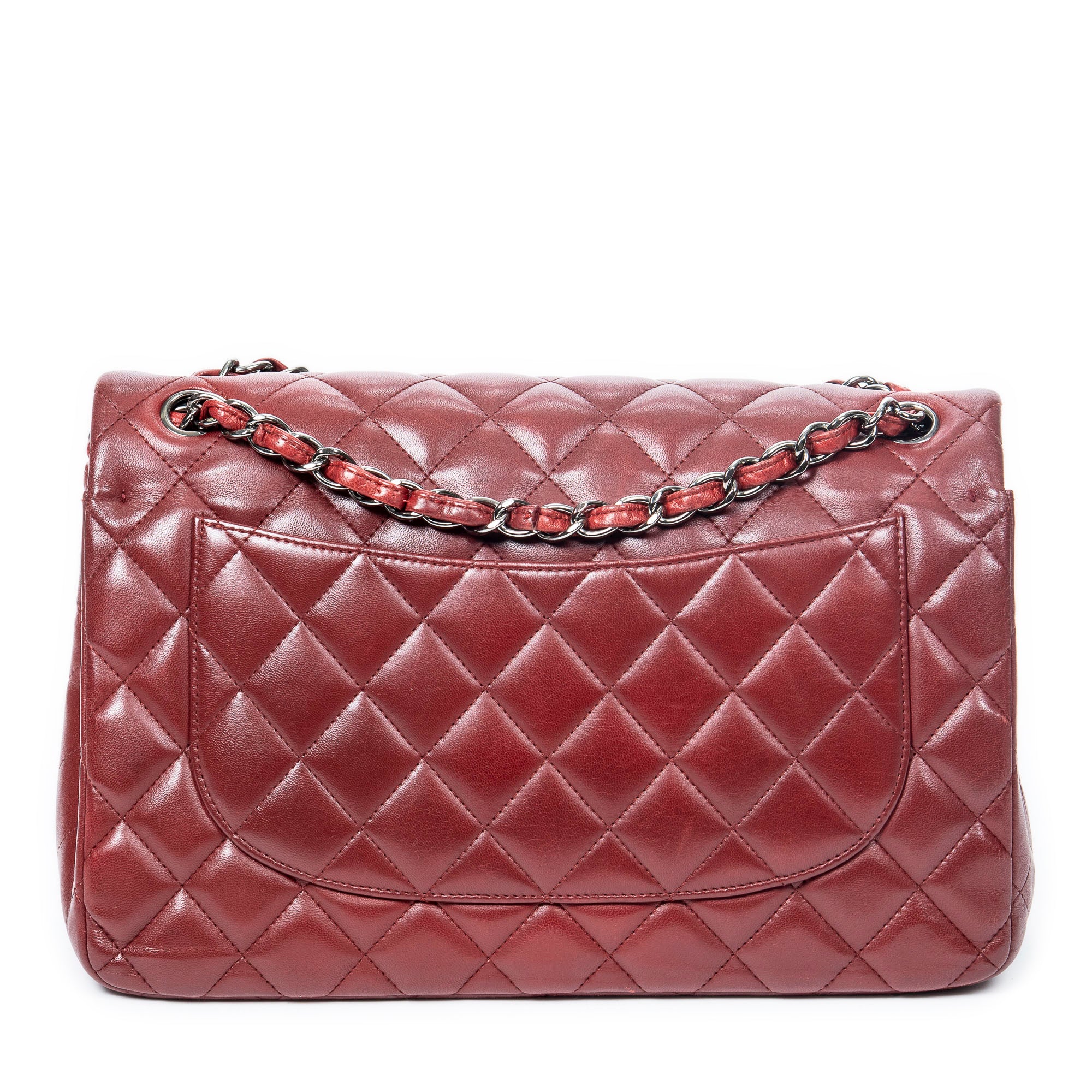 Shoulder Bag Jumbo Classic Double Flap Red Quilted Lambskin Leather