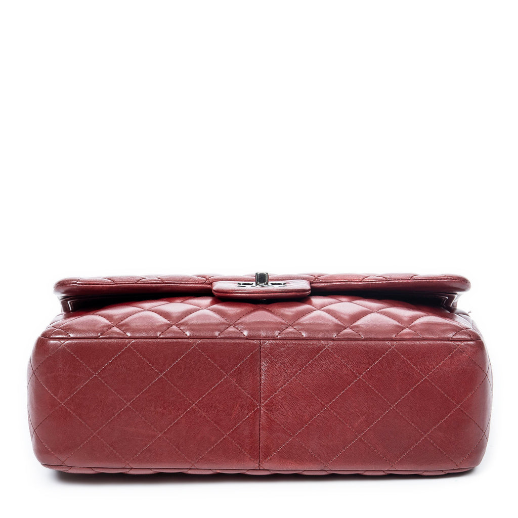 Shoulder Bag Jumbo Classic Double Flap Red Quilted Lambskin Leather