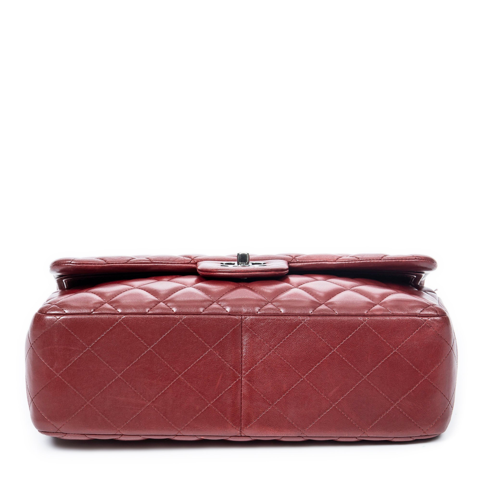Shoulder Bag Jumbo Classic Double Flap Red Quilted Lambskin Leather