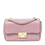 Shoulder Bag Push Lock Wave Chain Flap Dusty Pink Quilted Wave Leather