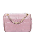 Shoulder Bag Push Lock Wave Chain Flap Dusty Pink Quilted Wave Leather