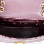 Shoulder Bag Push Lock Wave Chain Flap Dusty Pink Quilted Wave Leather