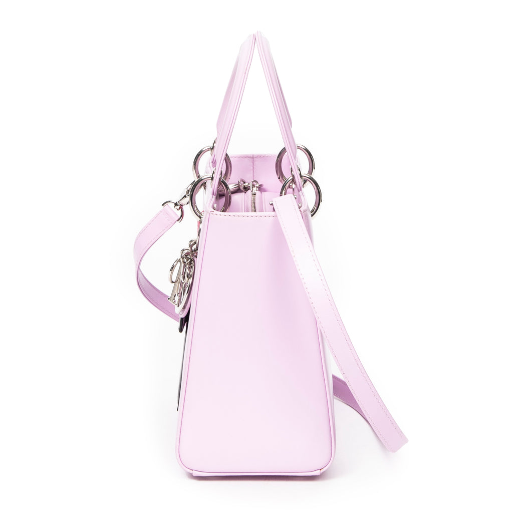 Shoulder Bag Medium Pockets Lady Dior Zip Pink Smooth Leather
