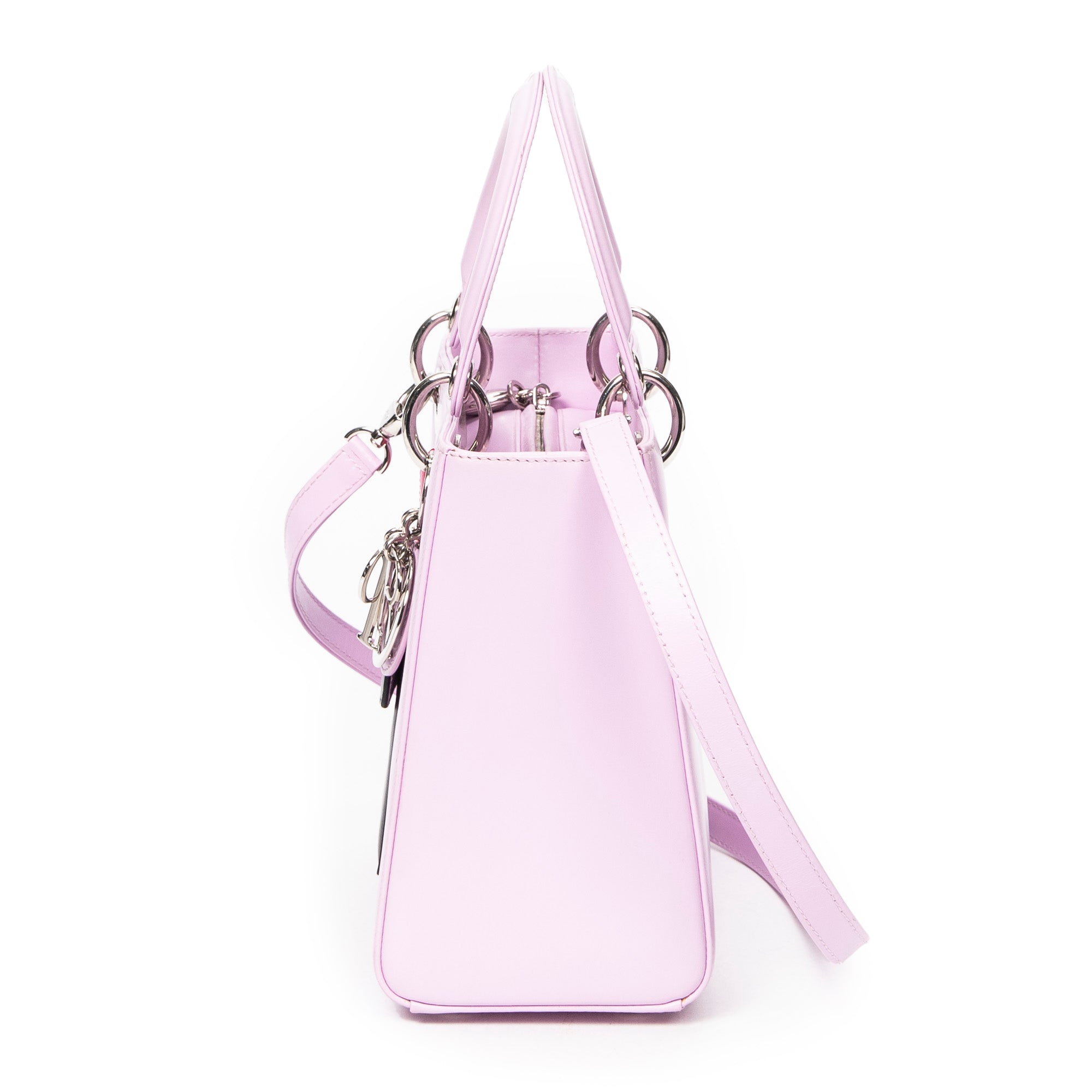 Shoulder Bag Medium Pockets Lady Dior Zip Pink Smooth Leather
