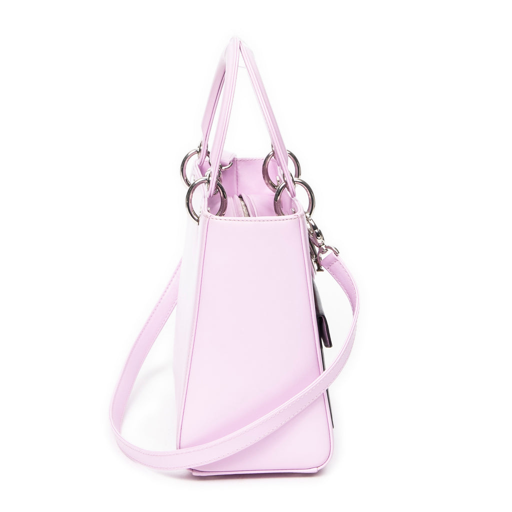 Shoulder Bag Medium Pockets Lady Dior Zip Pink Smooth Leather