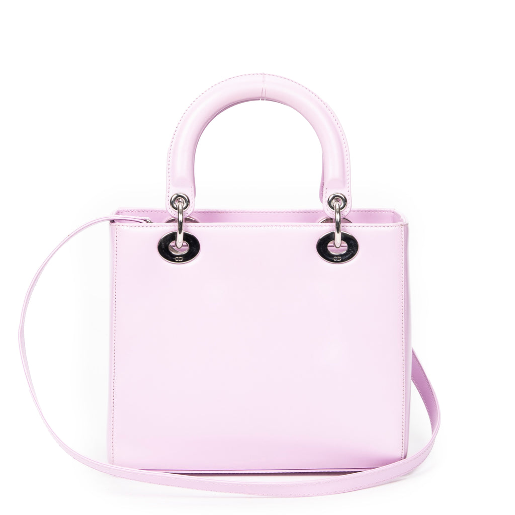 Shoulder Bag Medium Pockets Lady Dior Zip Pink Smooth Leather
