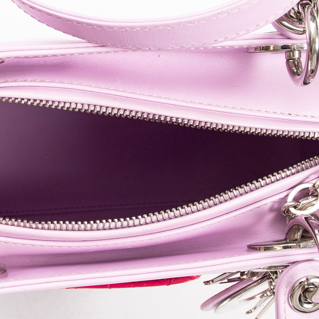 Shoulder Bag Medium Pockets Lady Dior Zip Pink Smooth Leather