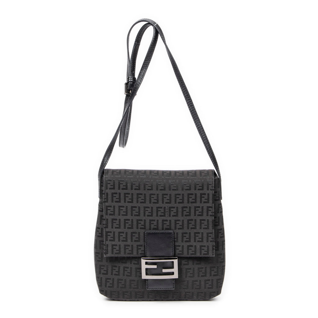 Shoulder Bag Small Flap Crossbody Black Zucchino Canvas