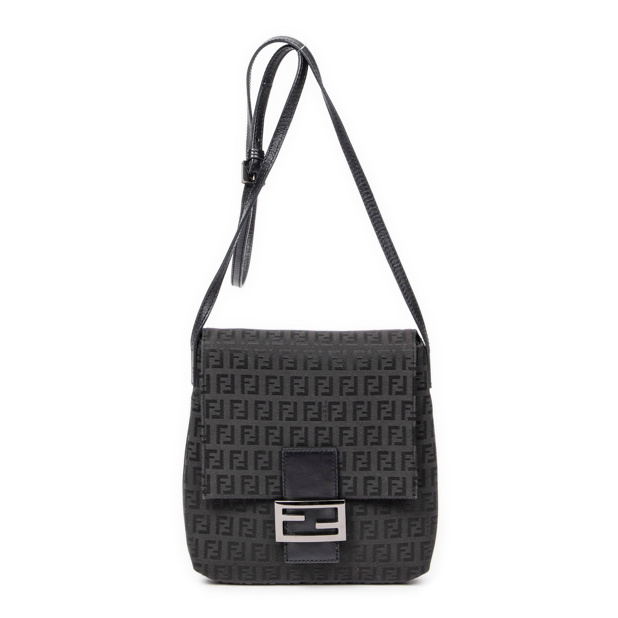 Shoulder Bag Small Flap Crossbody Black Zucchino Canvas