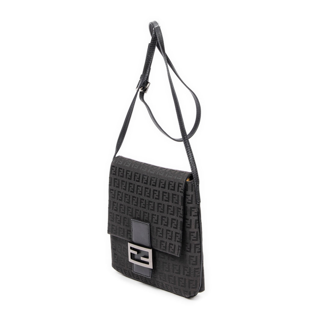 Shoulder Bag Small Flap Crossbody Black Zucchino Canvas