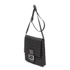Shoulder Bag Small Flap Crossbody Black Zucchino Canvas