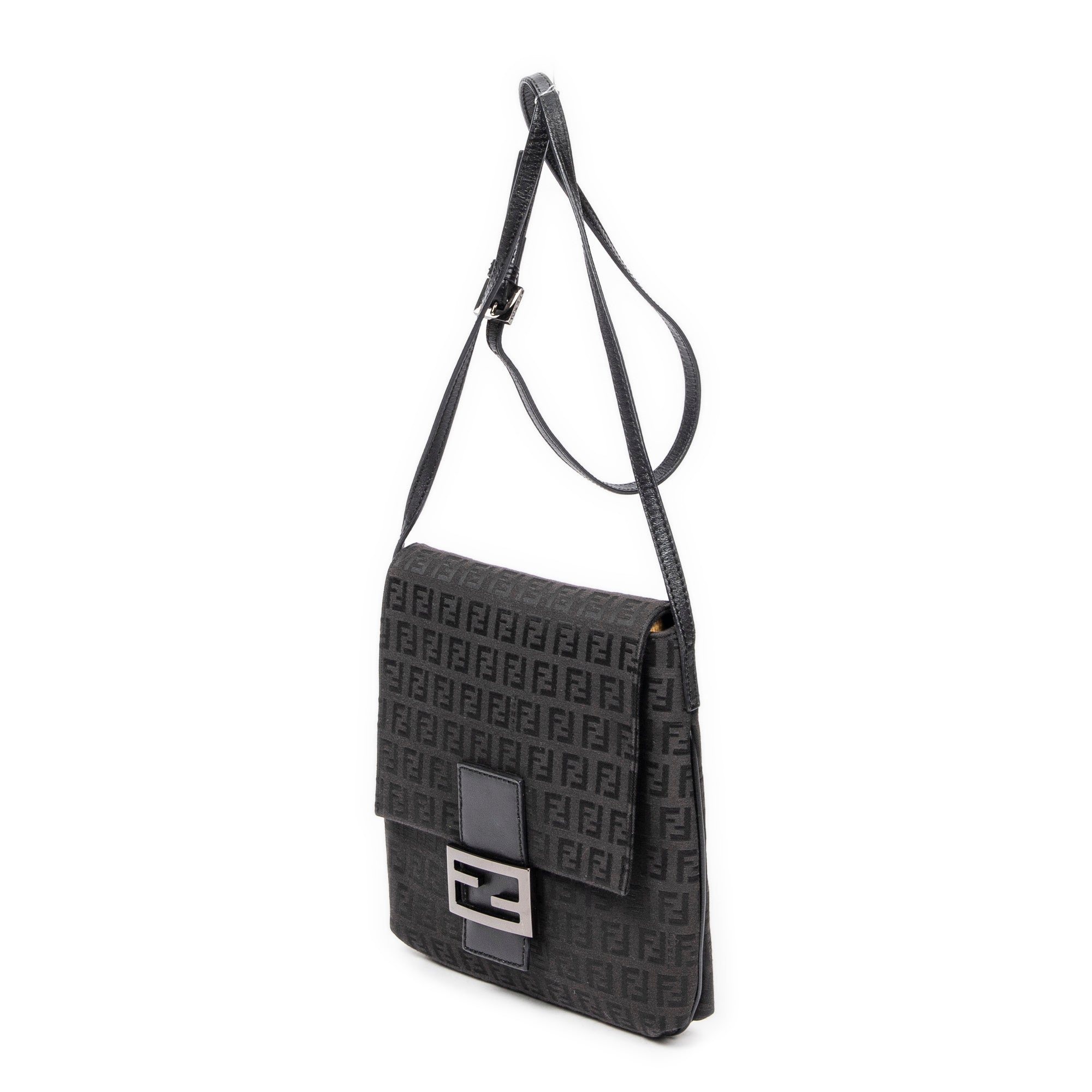Shoulder Bag Small Flap Crossbody Black Zucchino Canvas
