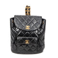 Backpack Small CC Drawstring Backpack Black Quilted Lambskin Leather