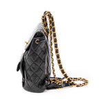 Backpack Small CC Drawstring Backpack Black Quilted Lambskin Leather