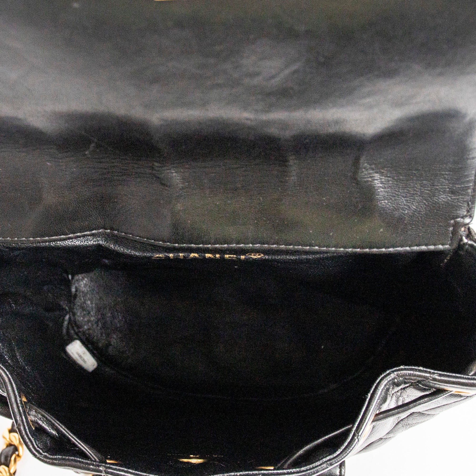 Backpack Small CC Drawstring Backpack Black Quilted Lambskin Leather
