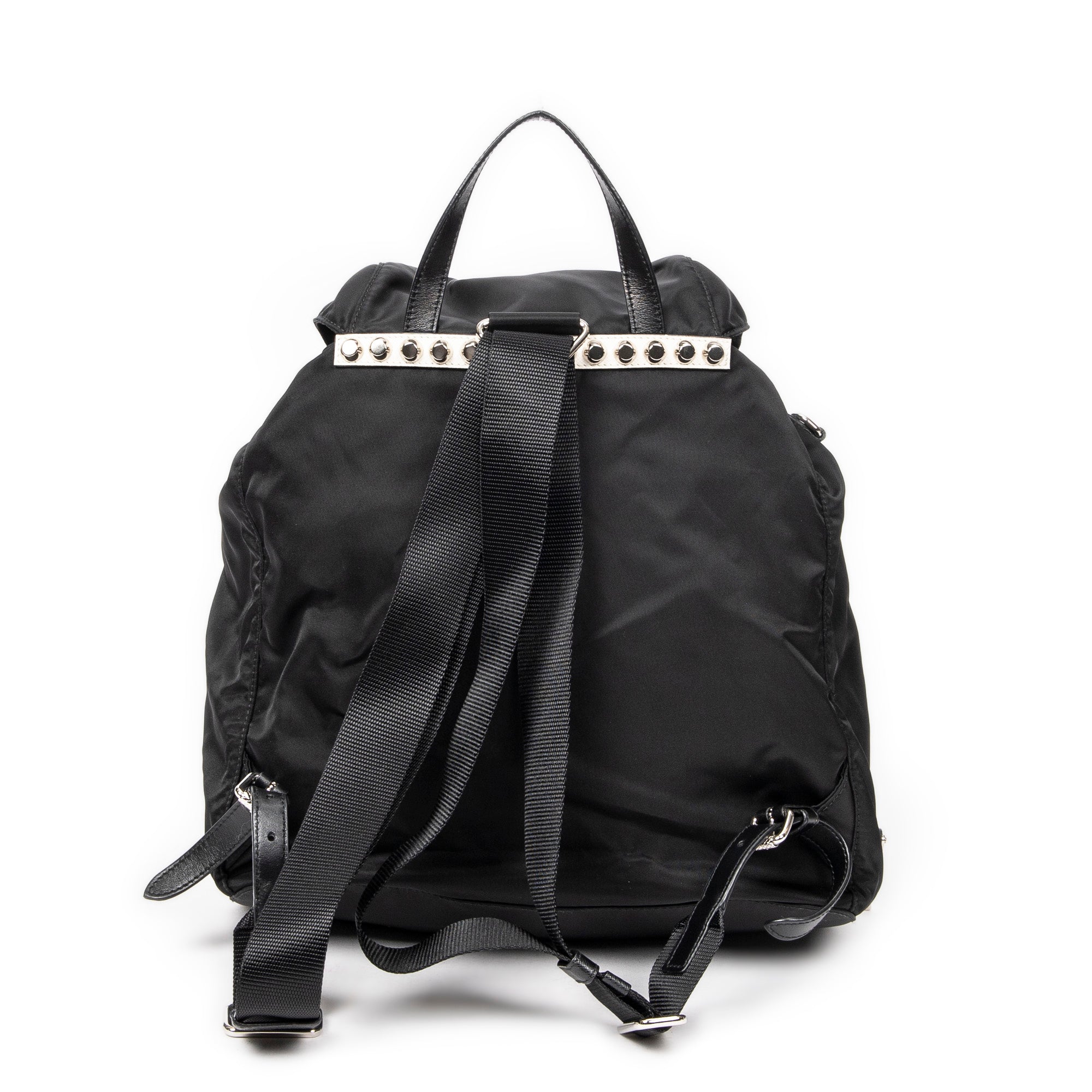 Backpack Studded Drawstring Backpack Black Studded Nylon Canvas
