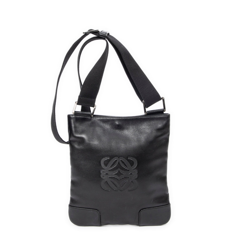 Loewe - Sac bandoulière messager Anagram plat - Noir