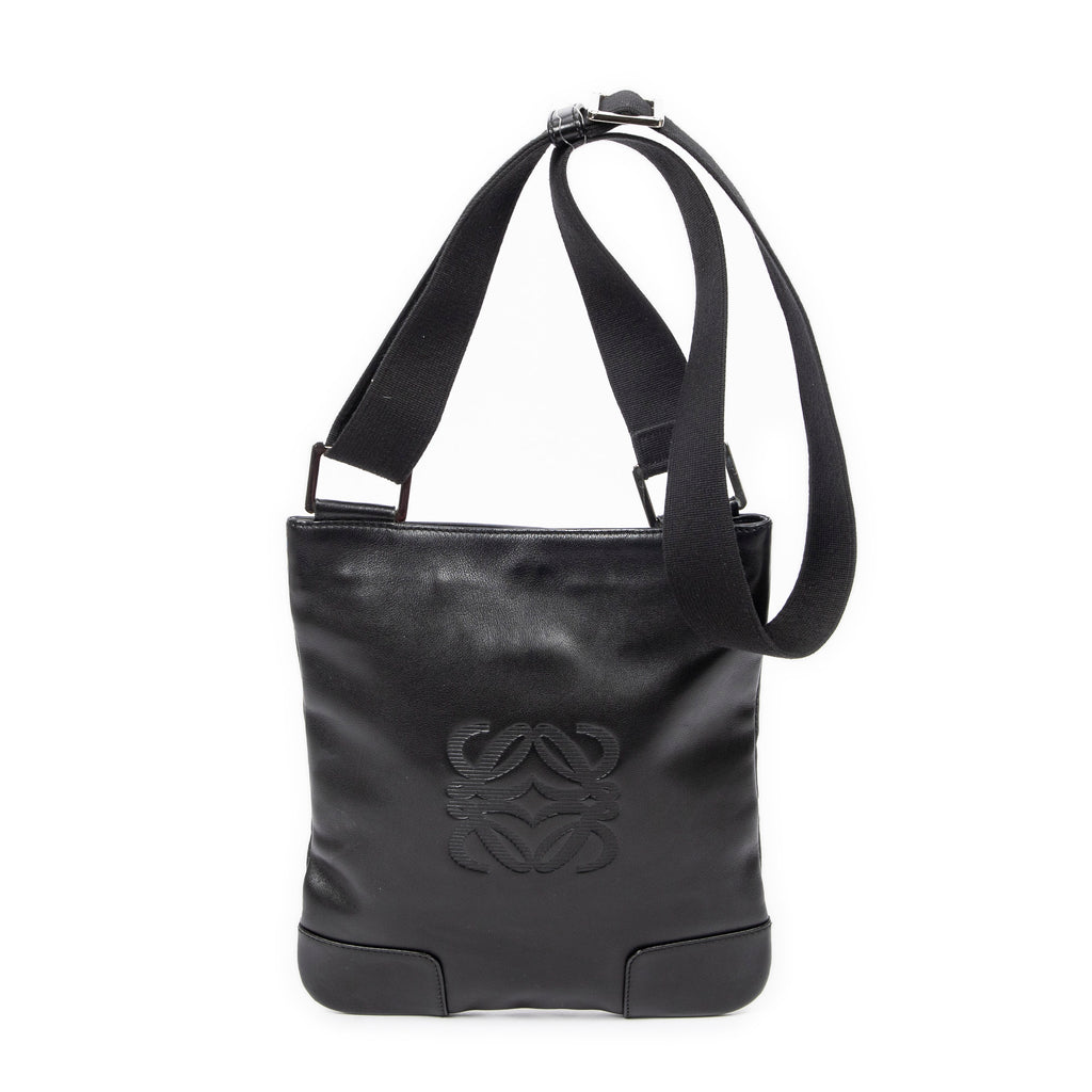 Loewe - Sac bandoulière messager Anagram plat - Noir
