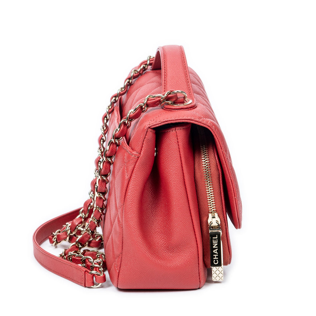 Shoulder Bag Small Business Affinity Flap Red Quilted New Caviar Leather