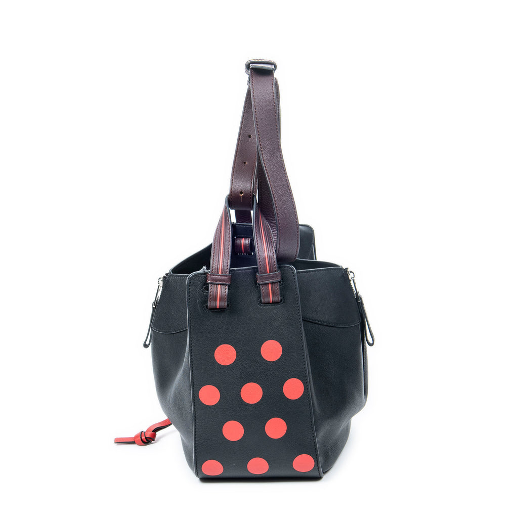 Shoulder Bag Small Polka Dot Hammock Black Calfskin Leather