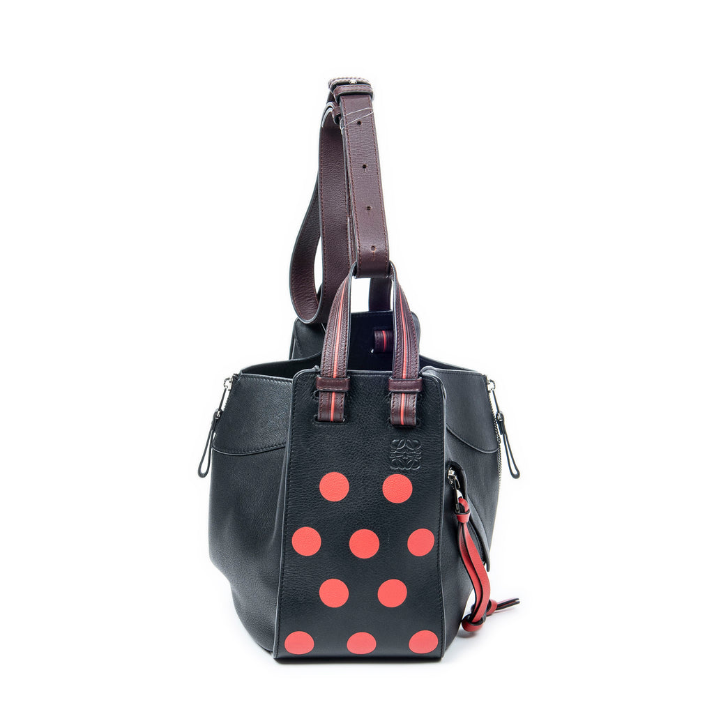 Shoulder Bag Small Polka Dot Hammock Black Calfskin Leather