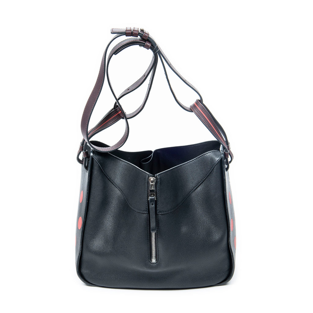 Shoulder Bag Small Polka Dot Hammock Black Calfskin Leather