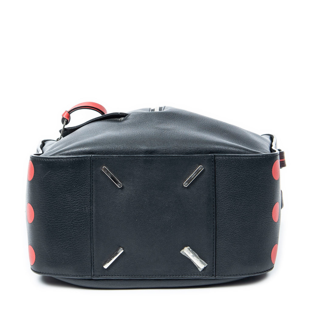 Shoulder Bag Small Polka Dot Hammock Black Calfskin Leather