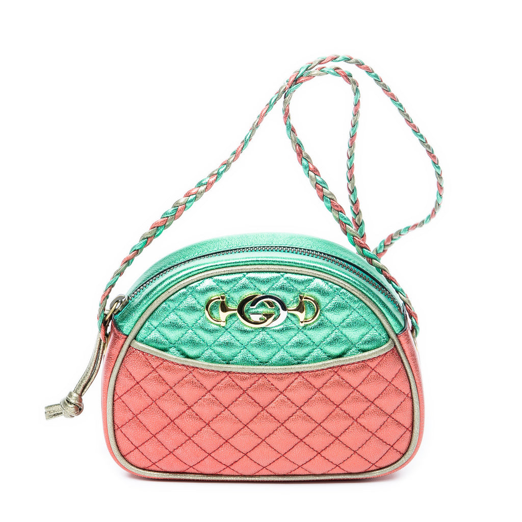 Shoulder Bag Ltd. Ed. Alessandro Michele Trapuntata Mini Crossbody Green Quilted Calfskin Leather