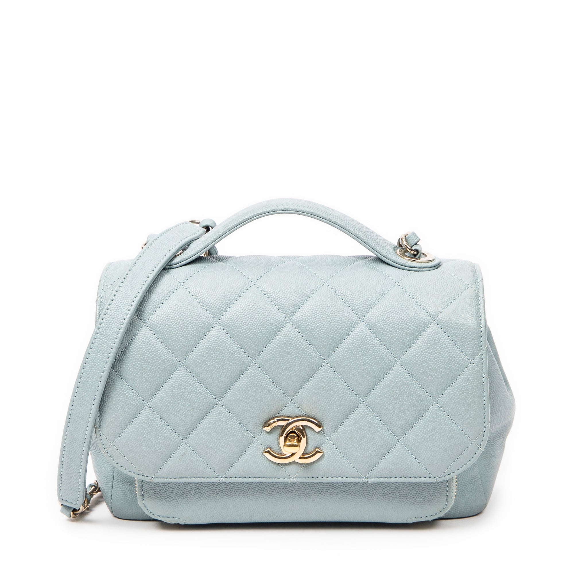 Shoulder Bag Small Business Affinity Flap Light Blue Quilted New Caviar Leather