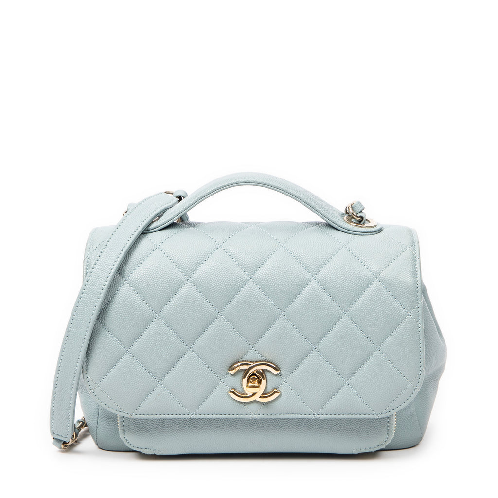 Shoulder Bag Small Business Affinity Flap Light Blue Quilted New Caviar Leather