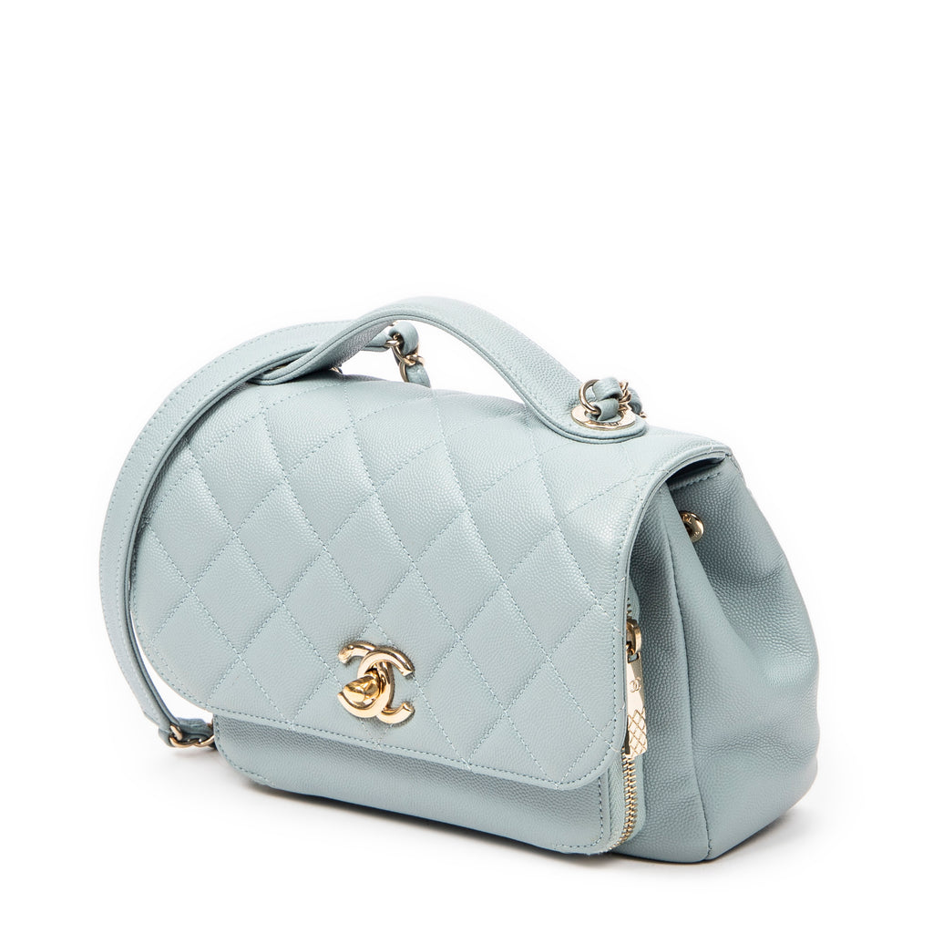 Shoulder Bag Small Business Affinity Flap Light Blue Quilted New Caviar Leather