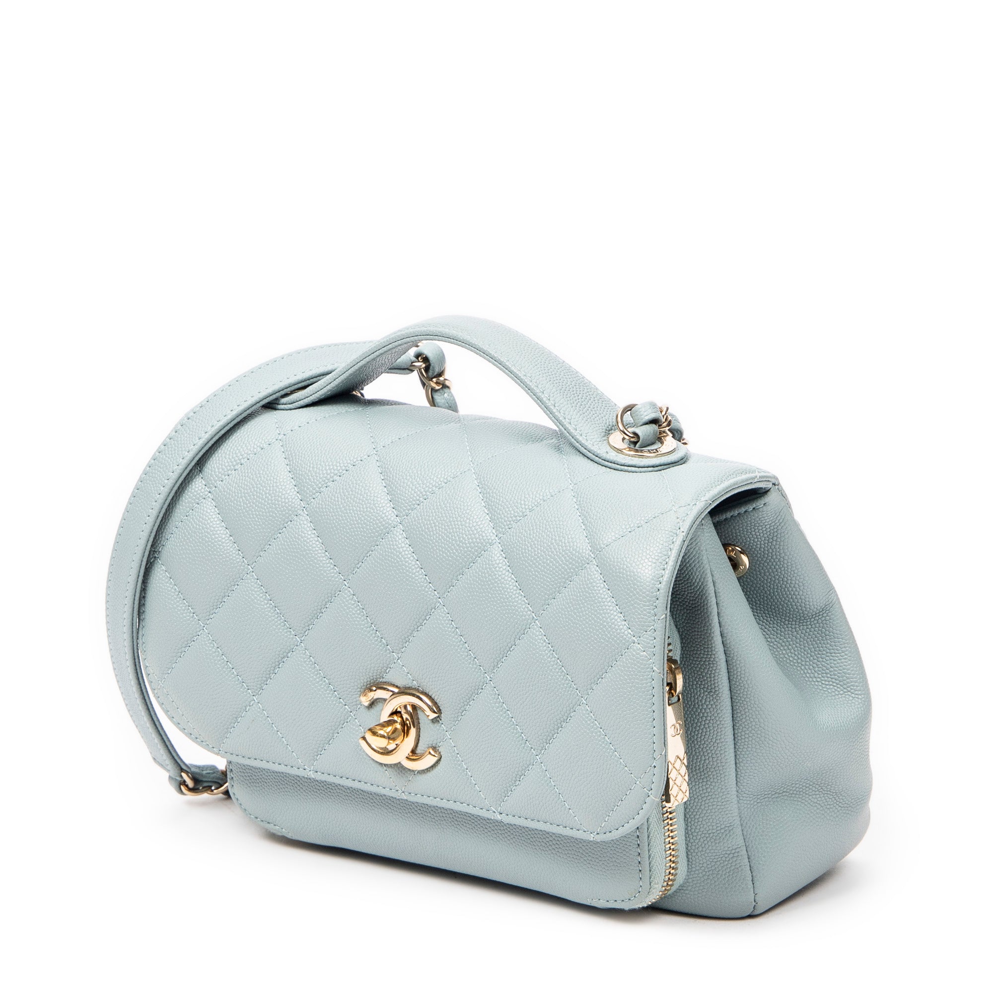 Shoulder Bag Small Business Affinity Flap Light Blue Quilted New Caviar Leather