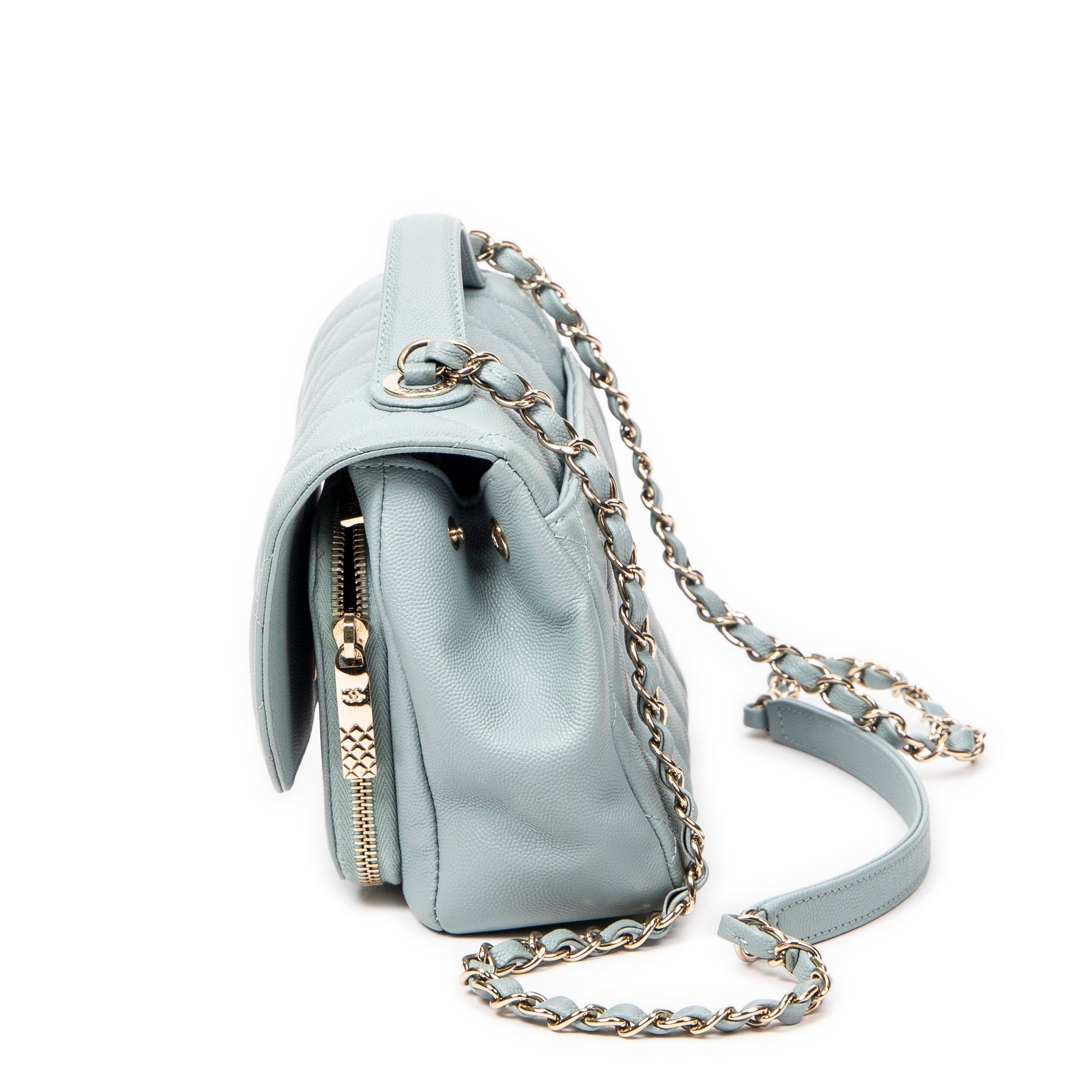 Shoulder Bag Small Business Affinity Flap Light Blue Quilted New Caviar Leather