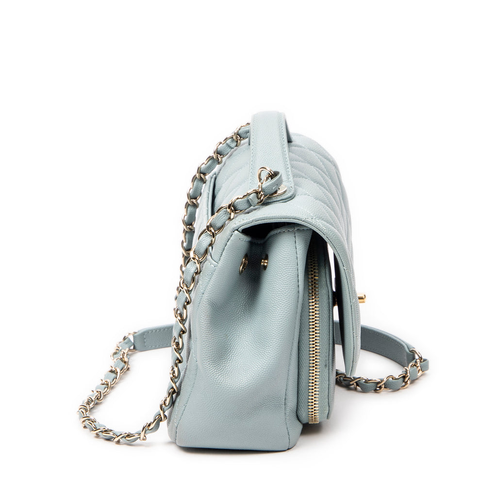 Shoulder Bag Small Business Affinity Flap Light Blue Quilted New Caviar Leather