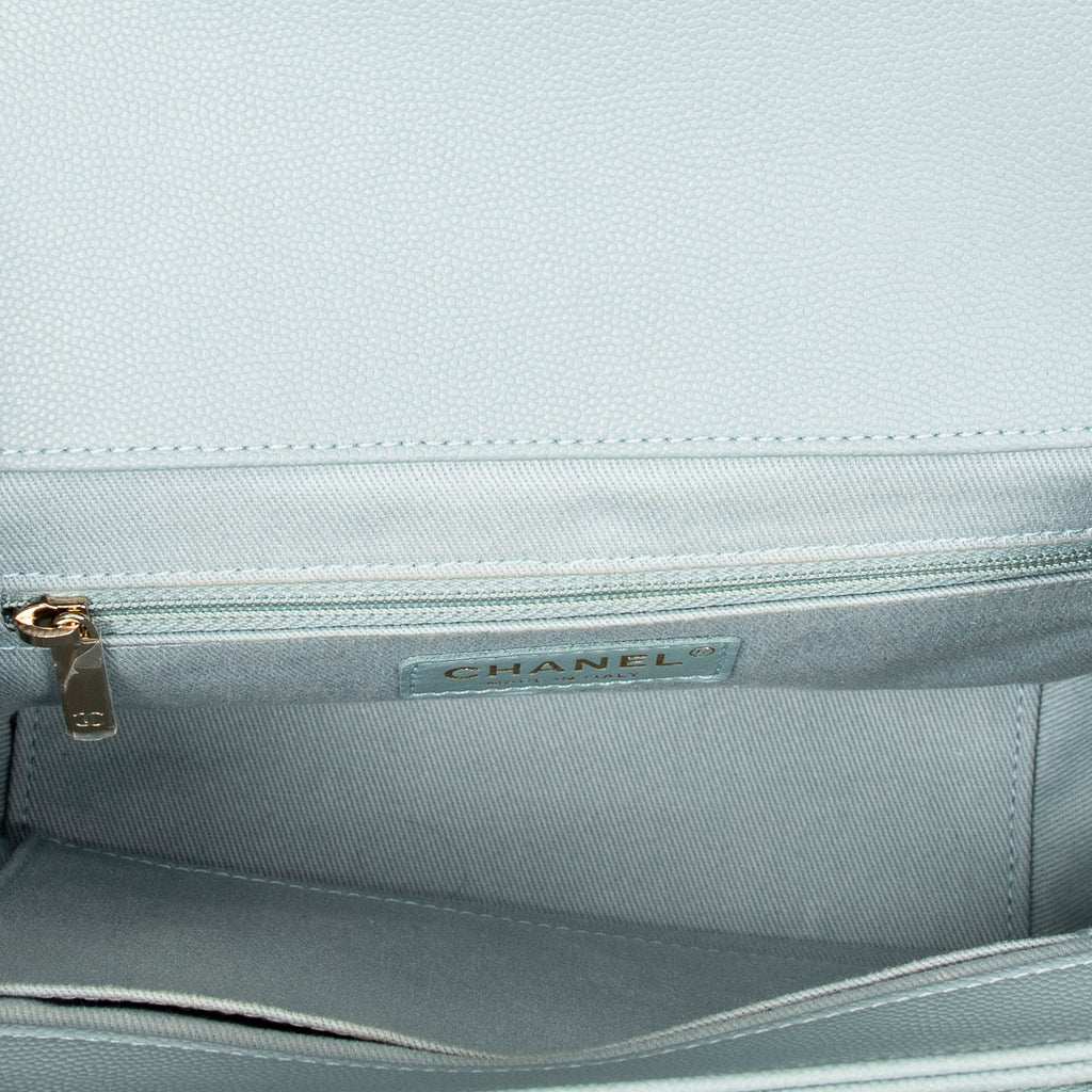 Shoulder Bag Small Business Affinity Flap Light Blue Quilted New Caviar Leather