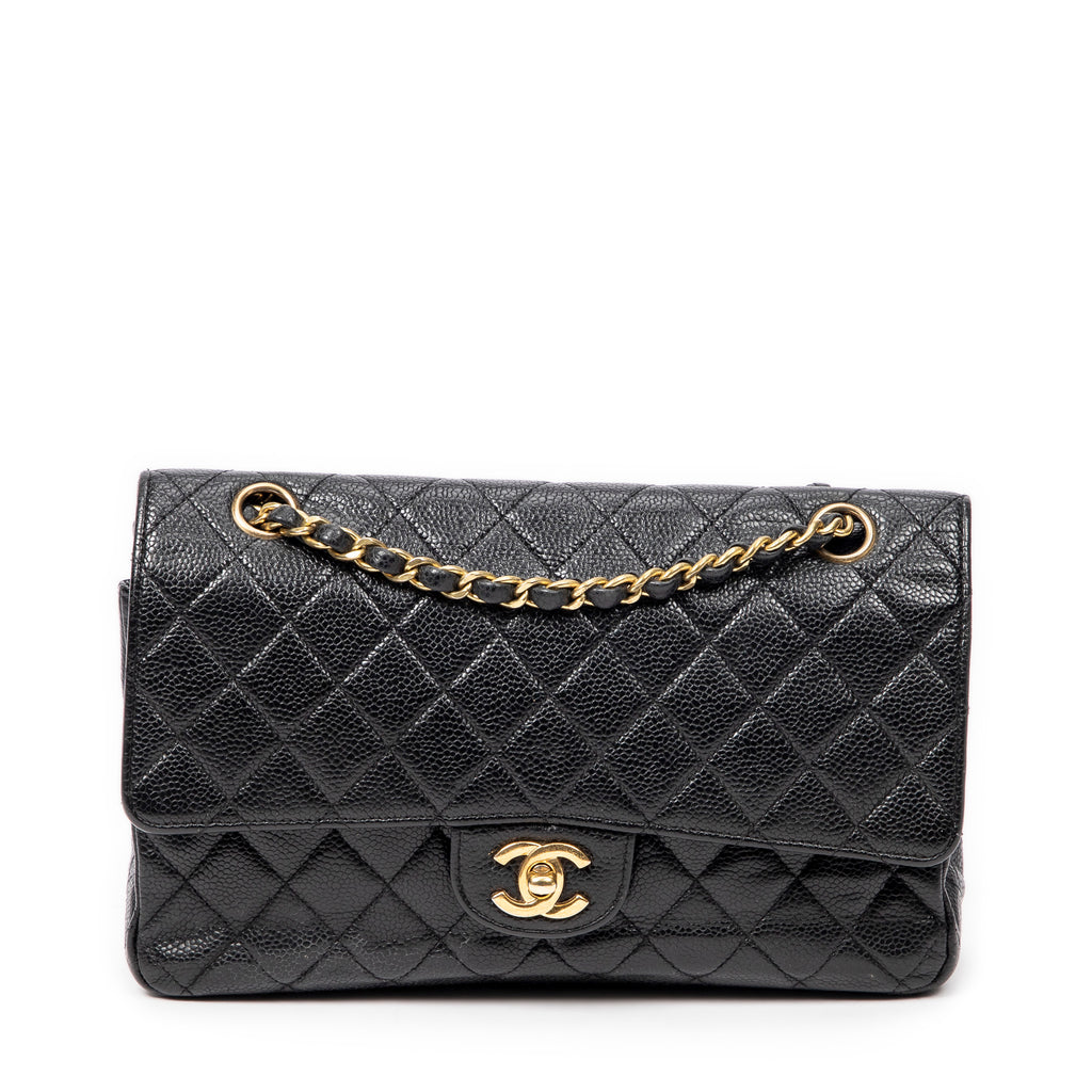 Shoulder Bag Classic Double Flap 26 Black Quilted Caviar Leather