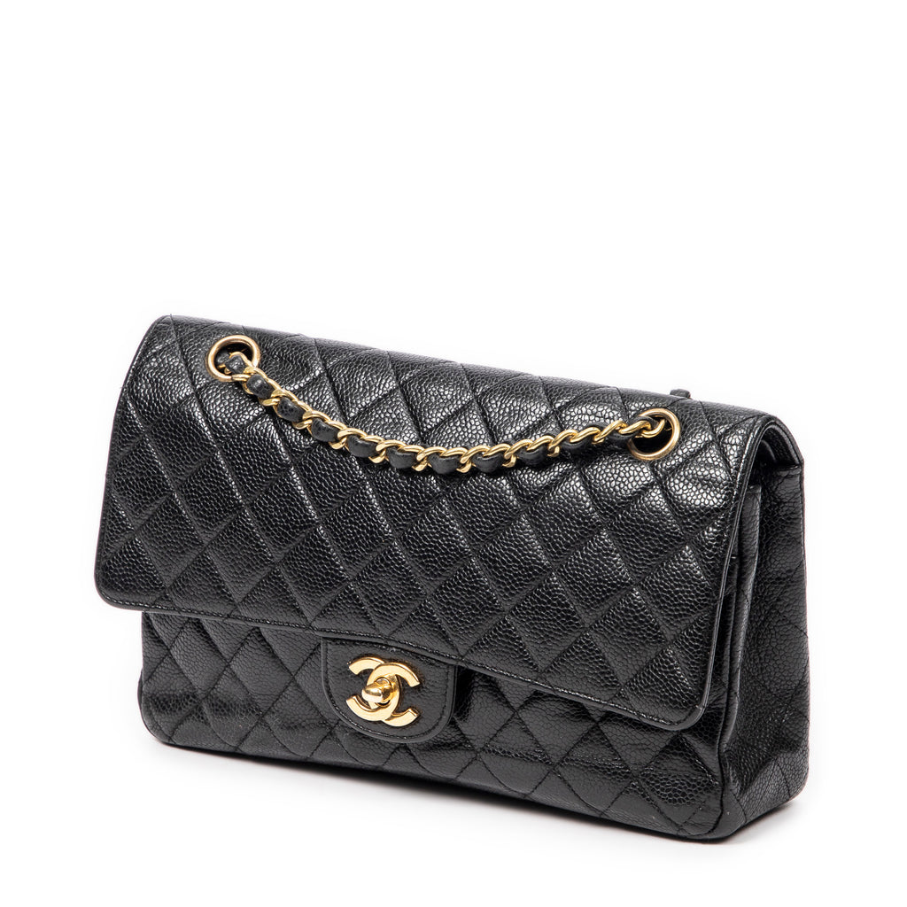 Shoulder Bag Classic Double Flap 26 Black Quilted Caviar Leather